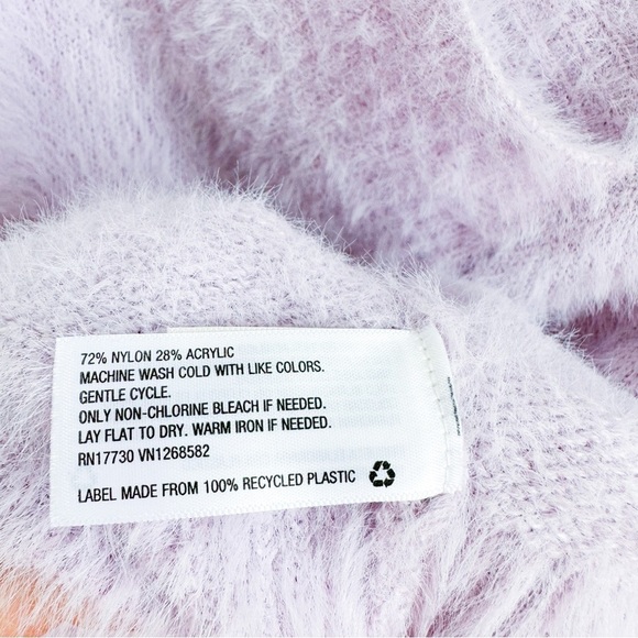 A New Day Pastel Purple Fuzzy Eyelash V Neck Long Sweater sz small - Picture 6 of 10